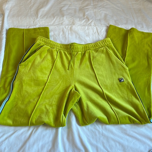 Fila Pants - Fila velvet green wide leg track pants size xl